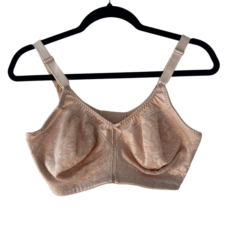 Bali Double Support Wireless Bra 38DD Beige Floral‎ Lace Non-Wired 3372